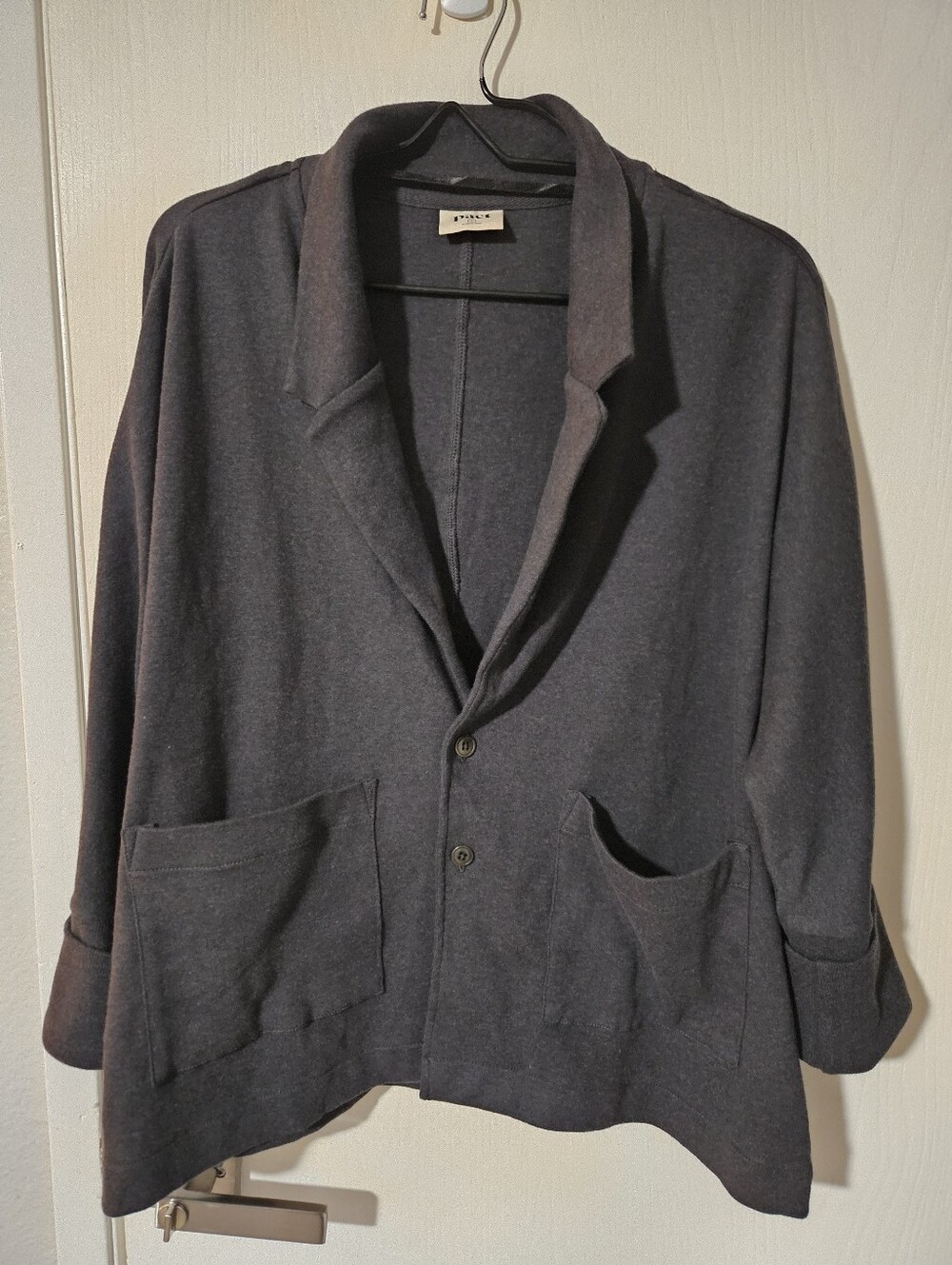 Pact Charcoal Heather Knit Airplane Button Front Blazer